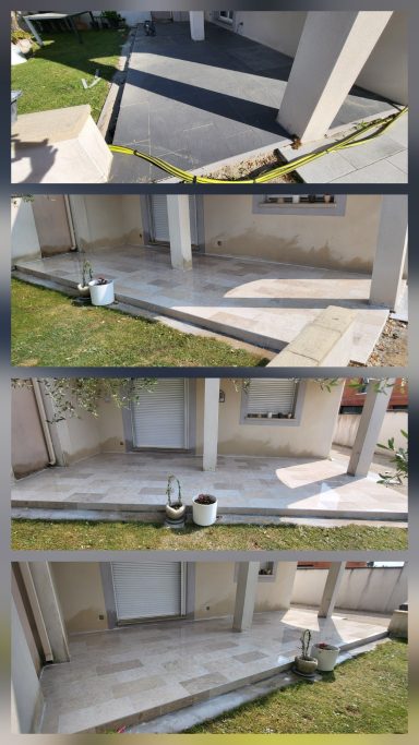Pose de carrelage travertin 